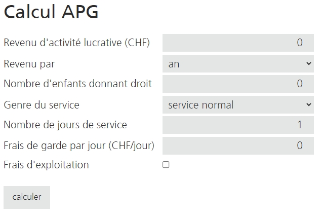 Calcul APG