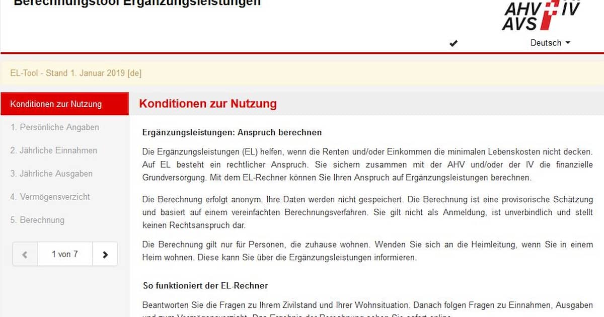 Berechnungstool Ergänzungsleistungen